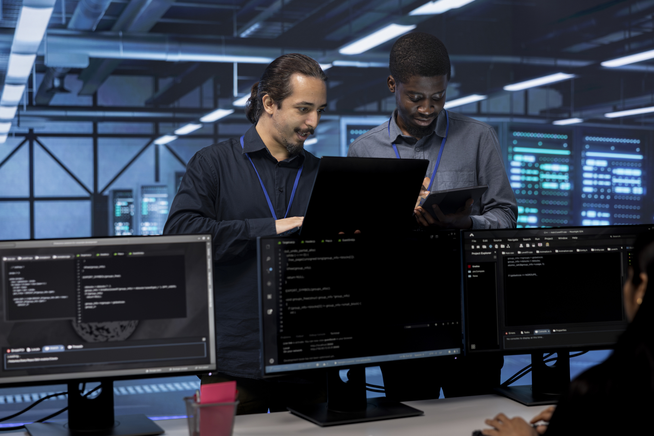 People working in data centre 